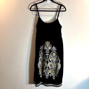 INTERNATIONAL CONCEPTS Sz XL Mini Dress Tunic with Gold and White Embroidery